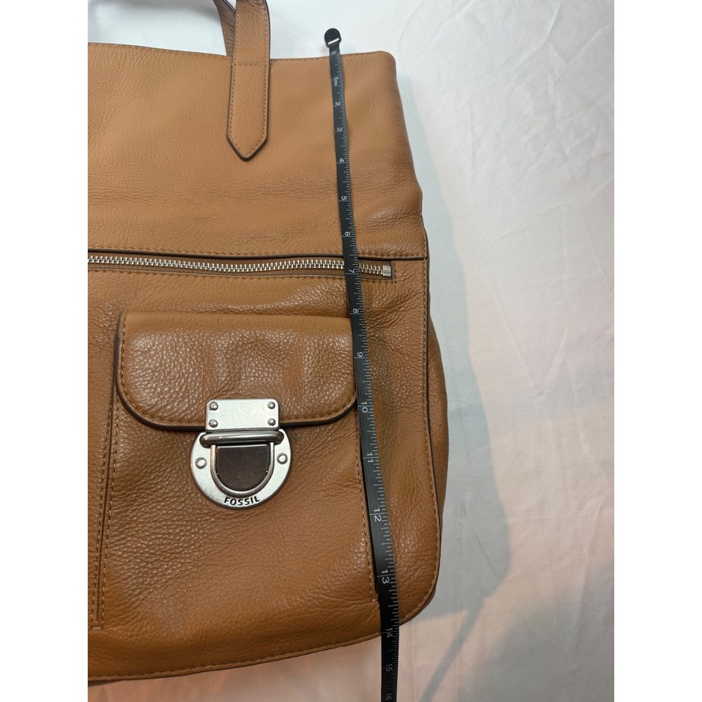 Fossil Y2K Camel Brown Leather Utility Tote Cargo Pocket Crossbody Bag - Picture 4 of 16
